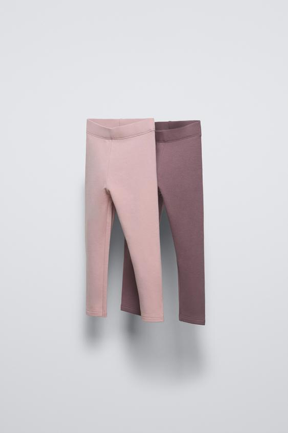 ZARA НАБОР ИЗ ДВУХ ОДНОТОННЫХ ЛЕГИНСОВ, ТЕМНО-БАКЛАЖАНОВЫЙ