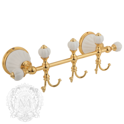 Планка Migliore Olivia26177 30см. с тремя крючками золото/золото