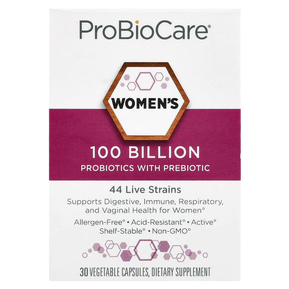 ProBioCare, Пробиотики для женщин с пребиотиками, 100 млрд, 30 растительных капсул