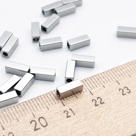 Бусина Брусок, сталь, размер 8*3 мм, цена за набор 5 штук