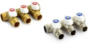 Коллектор с шаровыми кранами, никелированный, Uni-Fitt