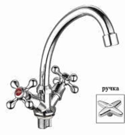смеситель кухня LEDEMEкрест гайка керамика (цинк) L4920