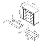 Комод 91х42х85, Susanna, с ящиками для одежды, в прихожую, спальню, гостиную, деревянный, массив сосны, серый, Dipriz