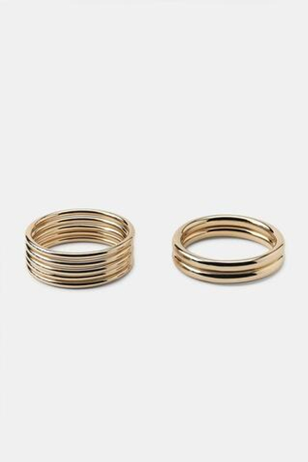 ZARA НАБОР ТОНКИХ ЖЕСТКИХ БРАСЛЕТОВ, ЗОЛОТИСТЫЙ