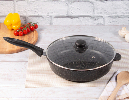 Сковородка универсальная, d28 "Granito" с крышкой