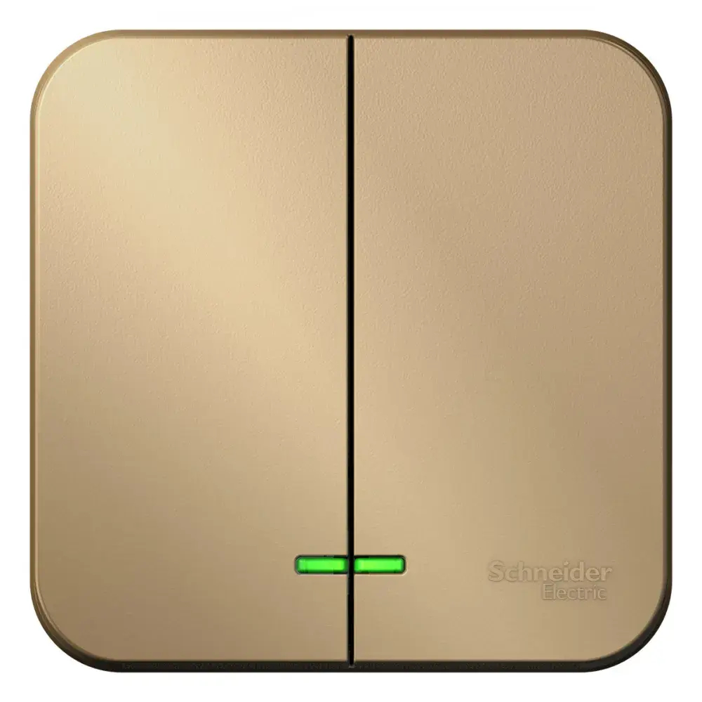 BLANCA О/У 2-клавишный ВЫКЛЮЧАТЕЛЬ (сх.5) с подсветкой, ИЗОЛ.ПЛ, 10А, 250В, ТИТАН