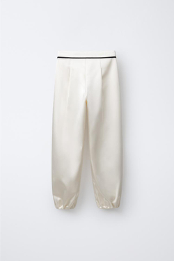 ZARA БРЮКИ С ЦВЕТКОМ, ЭКРЮ