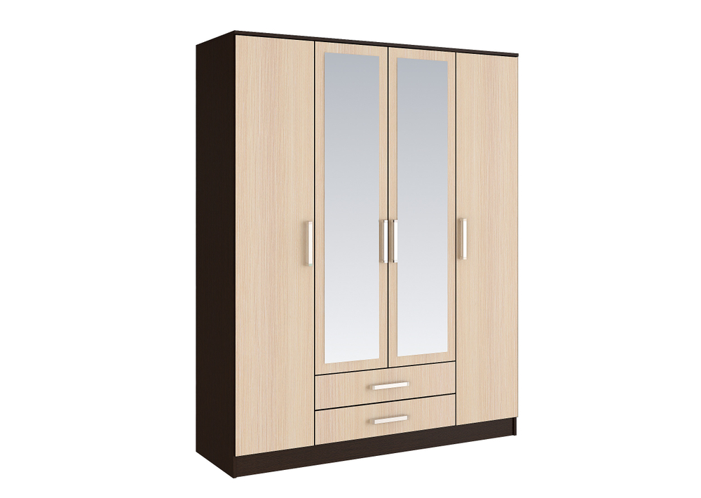 Шкаф четырехстворчатый Фиеста, Дуб беленый, Венге