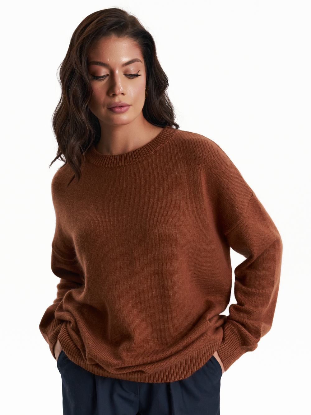 Свитер из мериноса и кашемира в карамельном цвете