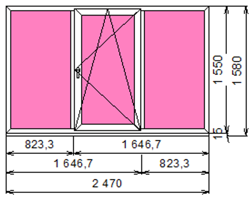 Пластиковое окно 1550 х 2470 ТермА Эко