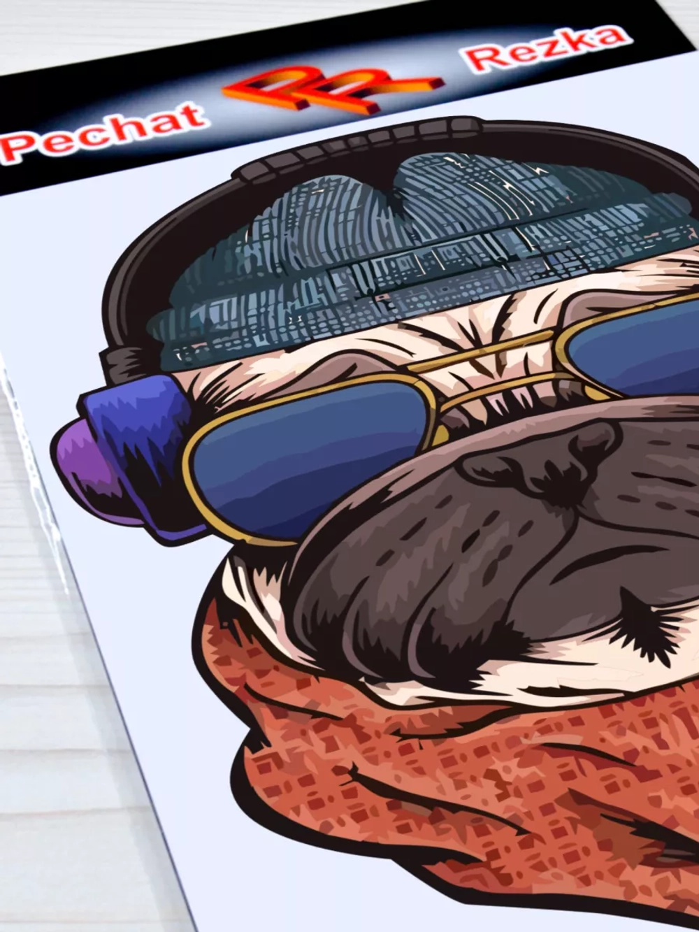 Наклейка - Собака в наушниках