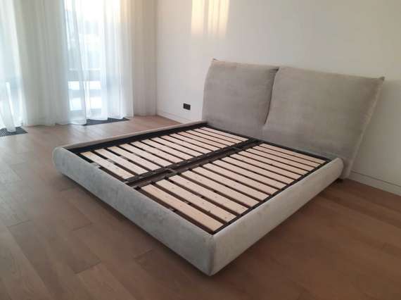 Кровать 6094, 180х200 см, с откидными изголовьями, серый шенилл