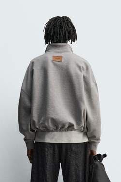 ZARA ТОЛСТОВКА-ПОЛО СВОБОДНОГО КРОЯ, СЕРЫЙ МЕЛАНЖ