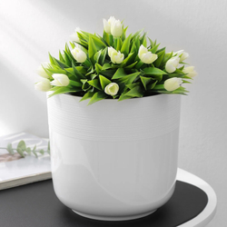 Горшок для цветов пластмассовый "Линель" 4,5л, д19см, h19см, со вставкой, белый