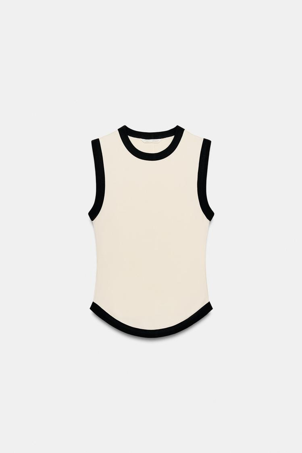 ZARA ФУТБОЛКА С КОНТРАСТНЫМИ ПОЛОСАМИ, ЖЕЛТОВАТО-БЕЛЫЙ