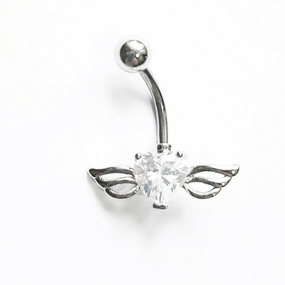 Украшение для пирсинга пупка "Ангельское сердце". Медицинская сталь.