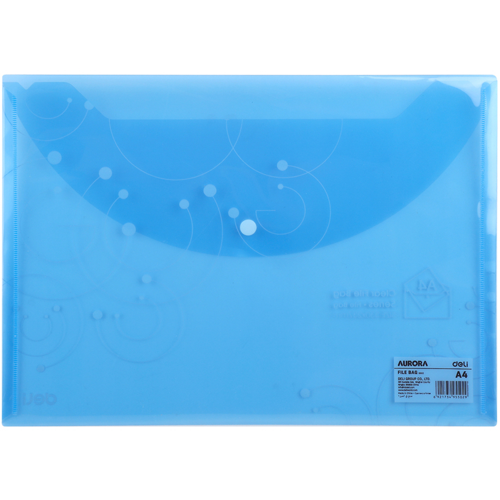 Папка-конверт на кнопке DELI "Aurora", А4, 0,16 мм, ассорти