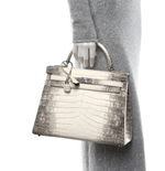 HERMÈS Birkin 25 Himalaya Niloticus Crocodile Diamond‑Encrusted Palladium Hardware, новая