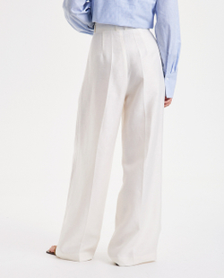 Свободные брюки палаццо из итальянского льна