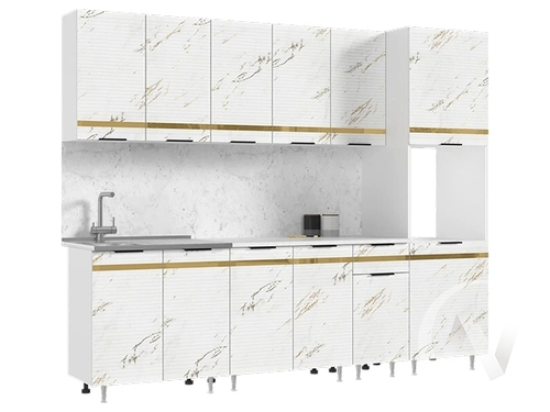 Кухня Милена 2;6м (белый/мрамор золото/антарес)