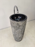 Раковина напольная из андезита Pedestal Black Marmo MN-65921 40х40х90 из натурального камня