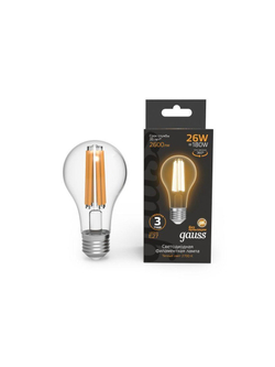 Лампа светодиодная филаментная Black Filament 26Вт A70 грушевидная 2700К тепл. бел. E27 2600лм GAUSS 102902126