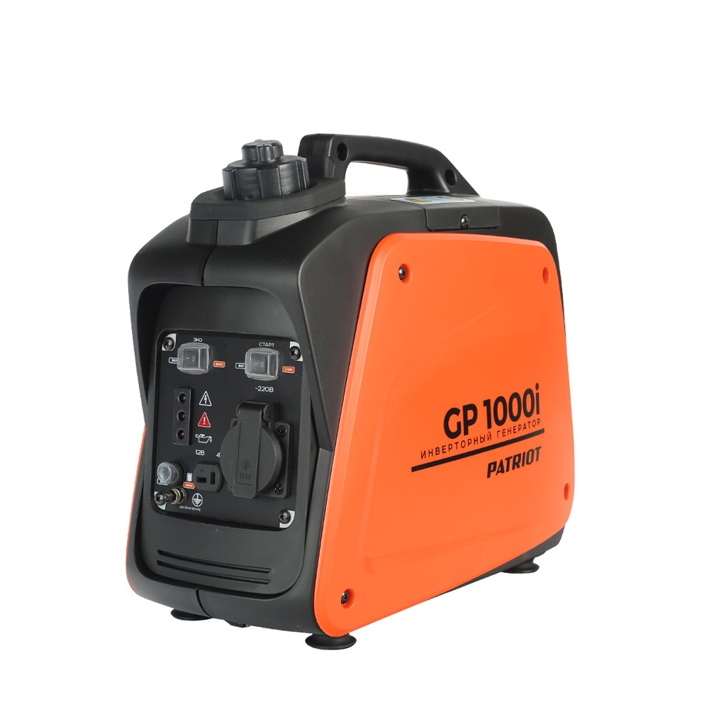 Генератор инверторный PATRIOT GP 1000i, 0,7/0,9 кВт, уровень шума 58 dB, вес 8,5 кг