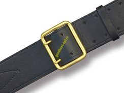 Ремень офицерский из натуральной чёрной кожи с латунной пряжкой