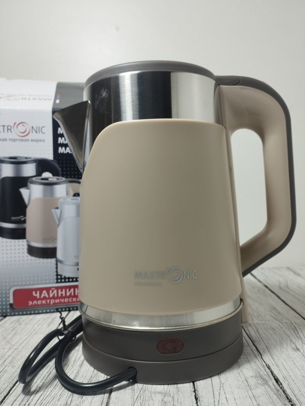 Чайник 2,0л нерж двойные стенки Maxtronic Бежевый 1800Вт 508 MAX