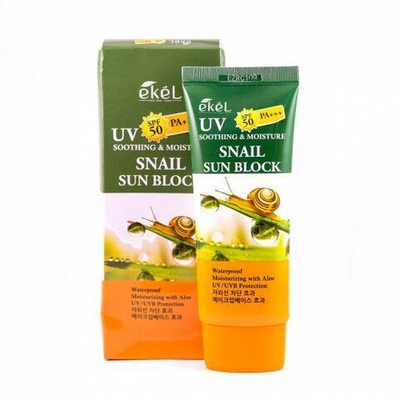 EKEL Soothing & Moisture Snail Sun Block Солнцезащитный крем с улиткой для лица и тела, 70 мл1/200