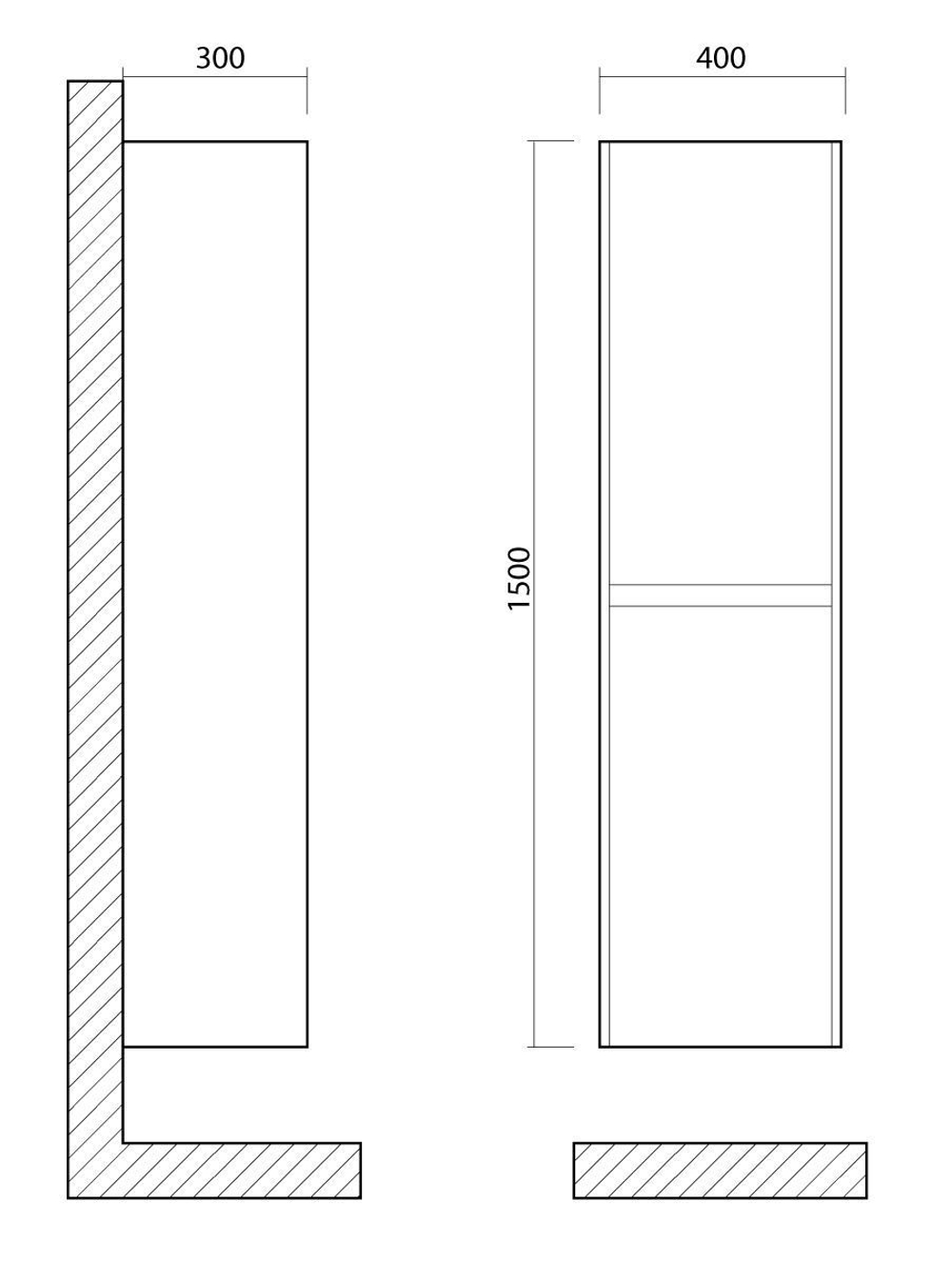 FAMILY Шкаф подвесной с двумя распашными дверцами, Pino Esotica, 400x300x1500, Family-1500-2A-SO-PE