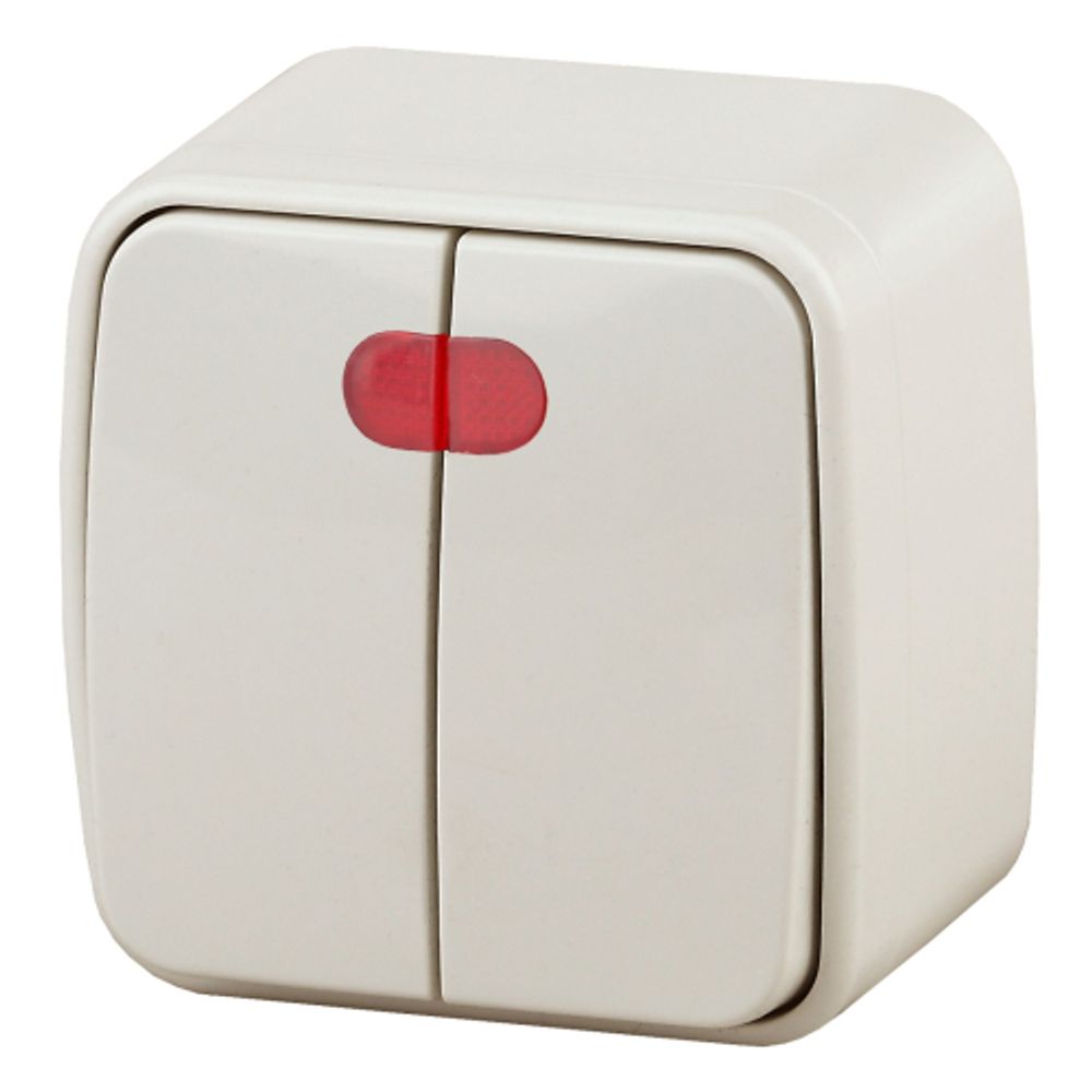 3-105-02 Intro Выключатель двойной с подсветкой, 10А-250В, IP20, ОУ, Polo, сл.кость | Intro