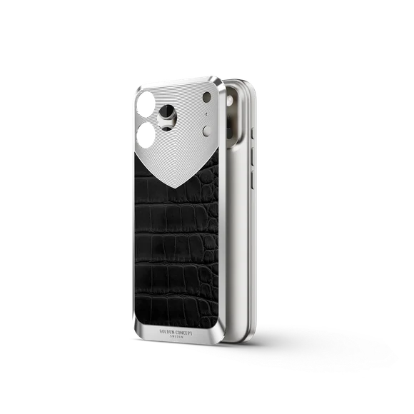 Чехол для iPhone 17 на магните - Натуральная кожа Аллигатора - Чёрный