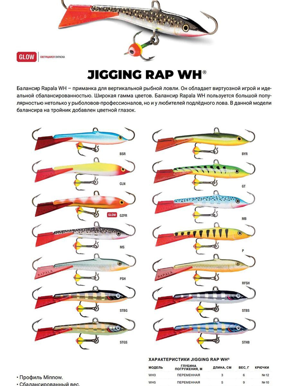 Балансир для зимней рыбалки Jigging Rap Color Hook 7