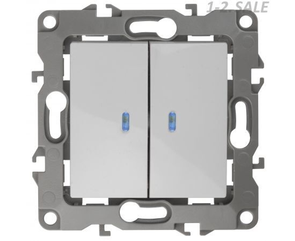 Выключатель двухклавишный с подсветкой ЭРА 12 1105-01,10АХ-250В, белый