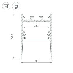 Профиль SL-COMFORT-3551-2000 BLACK (Arlight, Алюминий) 046317