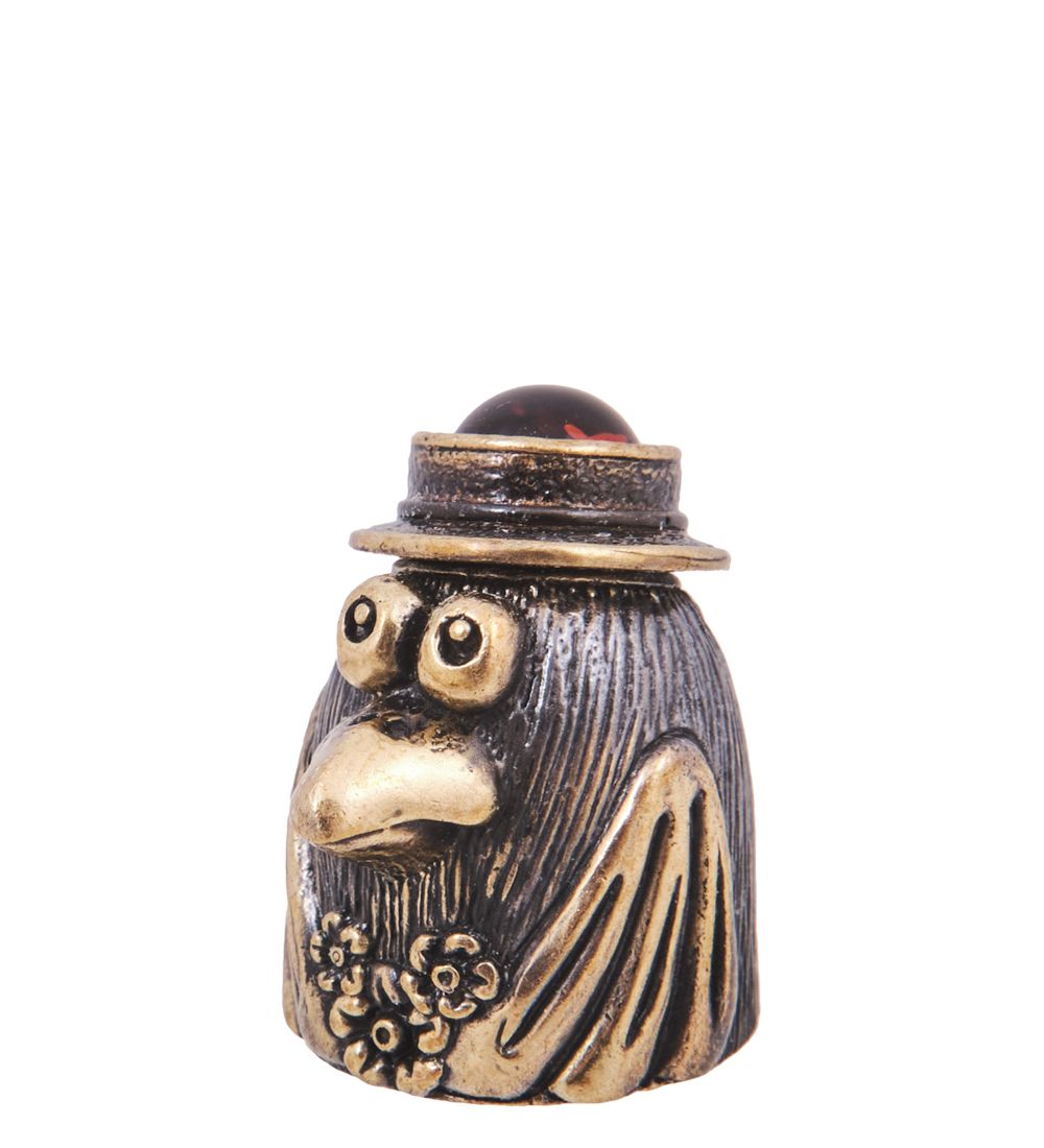 AM-4202 Наперсток «Ворона Каркуша» (латунь, янтарь)