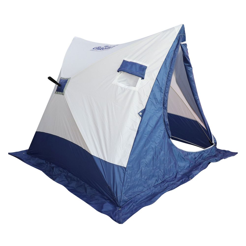 Палатка зимняя СЛЕДОПЫТ 2-скатная, Oxford 210D PU 1000, цв. синий/белый
