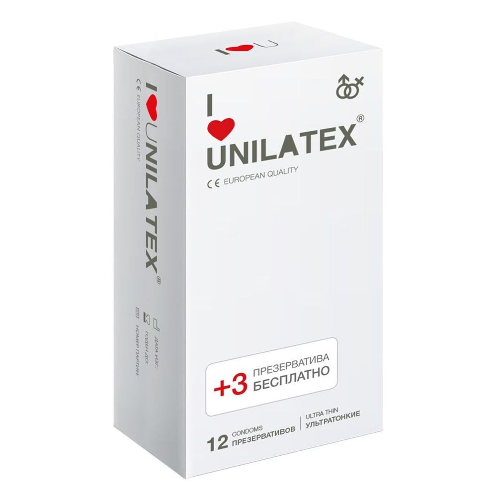 Презервативы Unilatex, natural ultrathin, ультратонкие, 19 см, 5,4 см, 15 шт