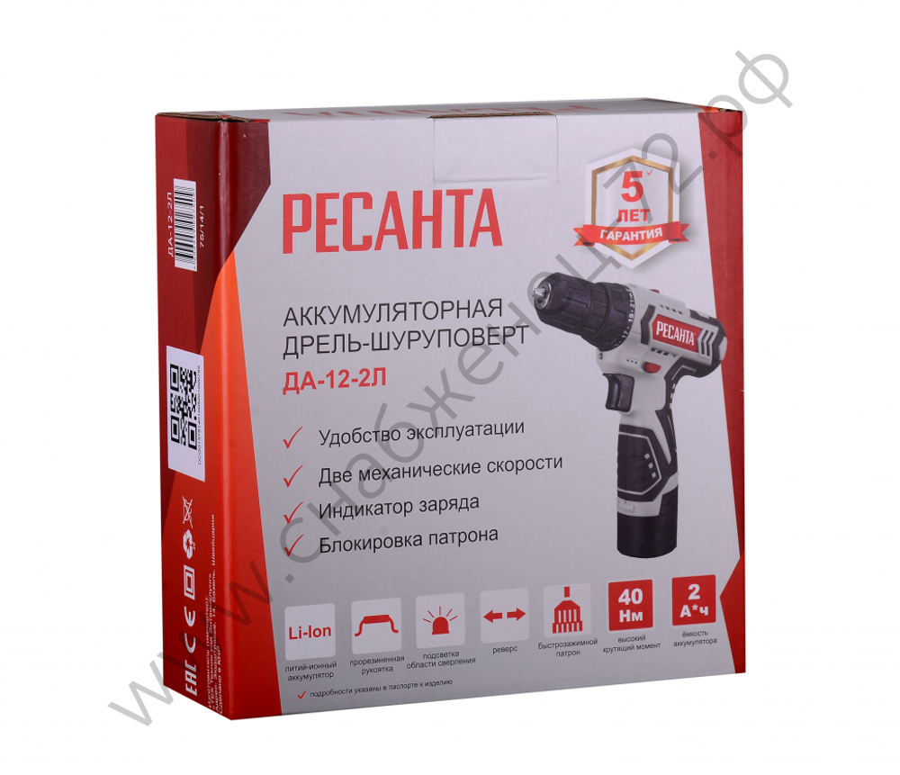 Дрель-шуруповерт аккумуляторная ДА-12-2Л Ресанта