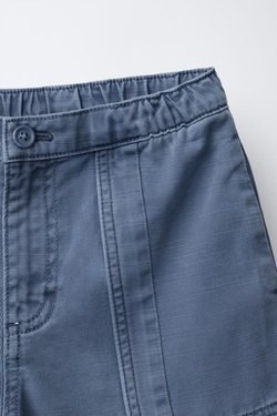 ZARA БРЮКИ BALLOON С ДЕКОРАТИВНЫМ ШВОМ, СИНИЙ