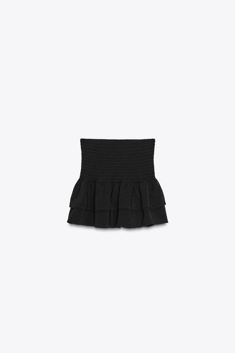 ZARA ЮБКА-ШОРТЫ С ШИРОКОЙ ТАЛИЕЙ И ОРЮШАМИ, ЧЕРНЫЙ