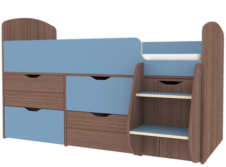 Кровать-чердак КарИВи Малыш 7 Бодего Темный Светло-синий, голубой