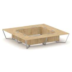 Steel Meet Стол переговорный квадратный KD-PR.B.SP-20K2 Тиквуд Светлый/Металл Серый 4000*4000*750