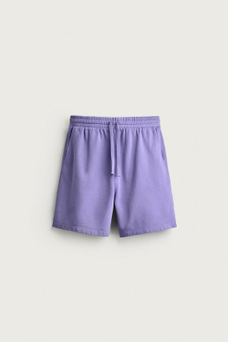ZARA БАЗОВЫЕ ШОРТЫ-ДЖОГГЕРЫ С ЭФФЕКТОМ ПОТЕРТОСТИ, ЛИЛОВЫЙ