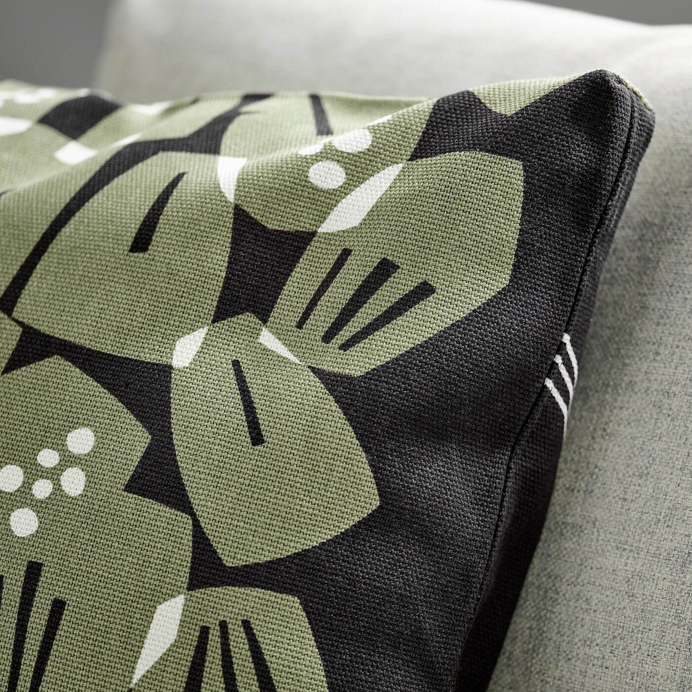 IKEA UNDERBLOMMA  (ИКЕА УНДЕРБЛОММА)  -  Наволочка, черный/серый, 50x50 см