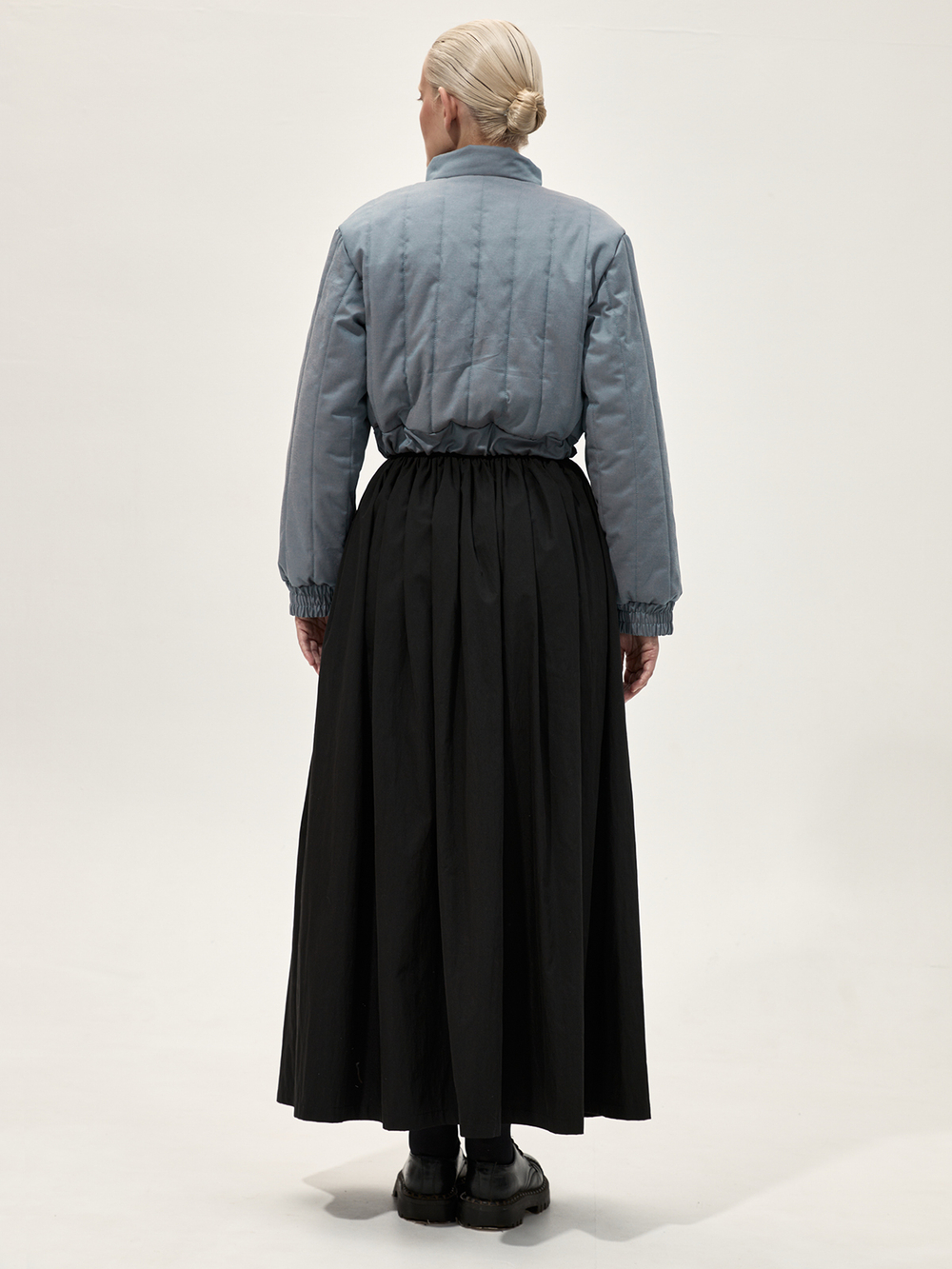 Бомбер стеганый укороченный "Александрит" с эффектом шанжан. Сине-лиловый