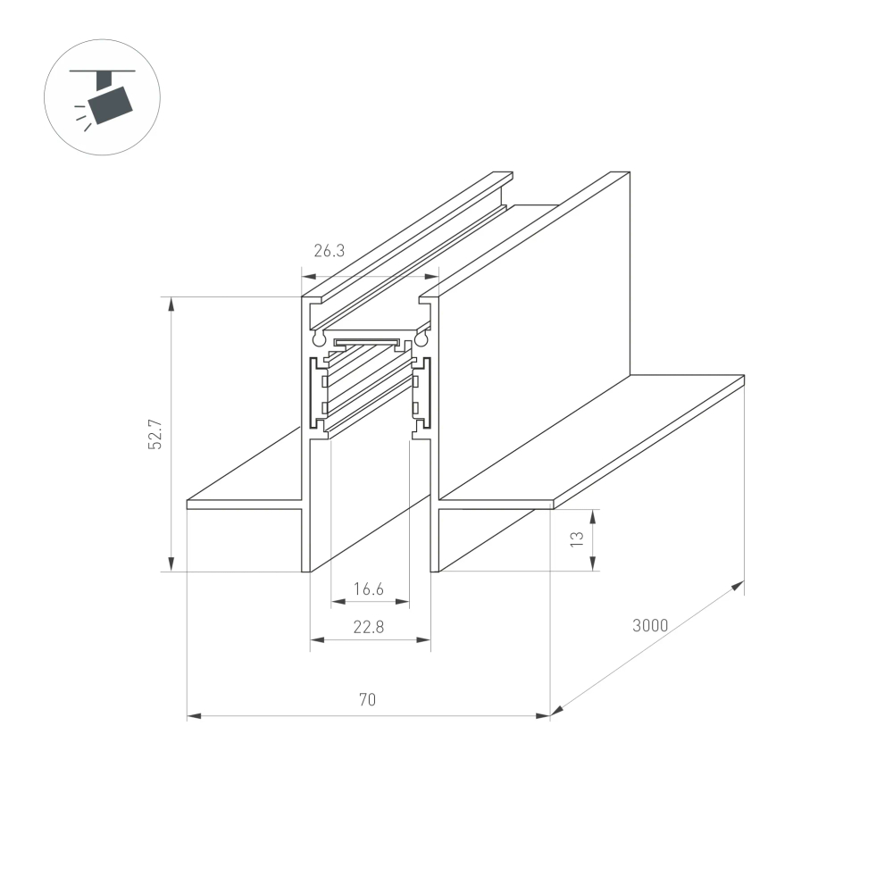 Трек встраиваемый MAG-ORIENT-TRACK-2653-FDW-3000 (BK, FLAT) (Arlight, IP20 Металл, 3 года) 041440