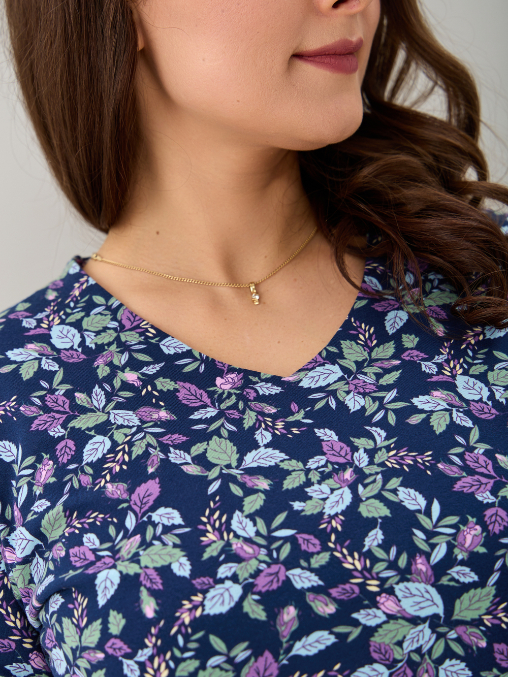 Лонгслив ЛНкл-080/синий-листьярозочка