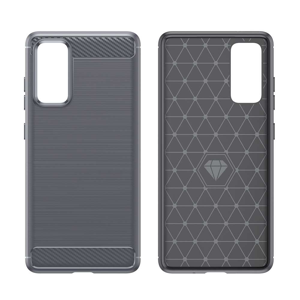 Серый мягкий чехол в стиле карбон на Samsung Galaxy S20 FE (Fan Edition), серия Carbon от Caseport